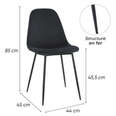 Lot de 4 chaises LOLA au design moderne en velours, structure en métal.