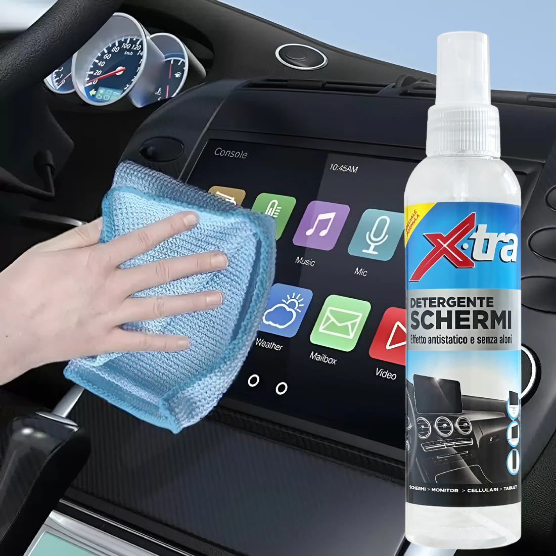 Dégraissant pour affichages LCD 200 ml anti-traces avec chiffon en microfibre