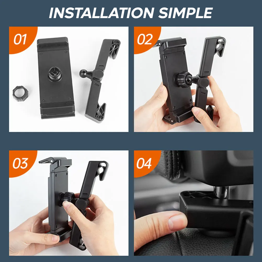 Support de smartphone pour voiture à fixer sur l'appui-tête du siège, universel