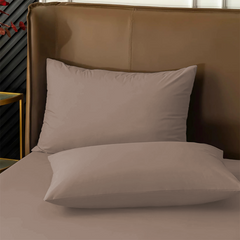 Ensemble de 2 Taies d'Oreiller en Coton Uni pour Lit Double 50x80cm