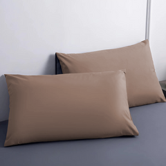 Ensemble de 2 Taies d'Oreiller en Coton Uni pour Lit Double 50x80cm