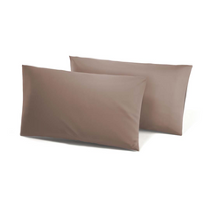 Ensemble de 2 Taies d'Oreiller en Coton Uni pour Lit Double 50x80cm