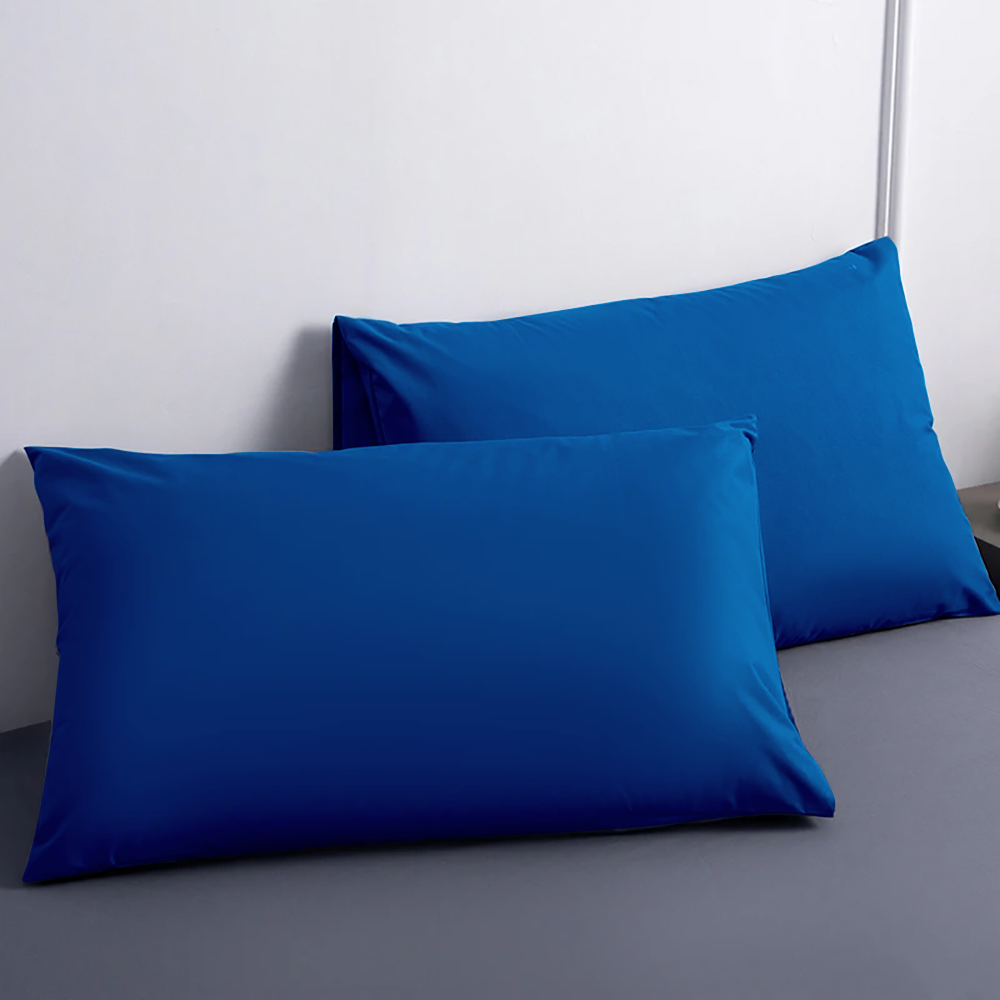 Ensemble de 2 Taies d'Oreiller en Coton Uni pour Lit Double 50x80cm