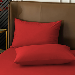 Ensemble de 2 Taies d'Oreiller en Coton Uni pour Lit Double 50x80cm