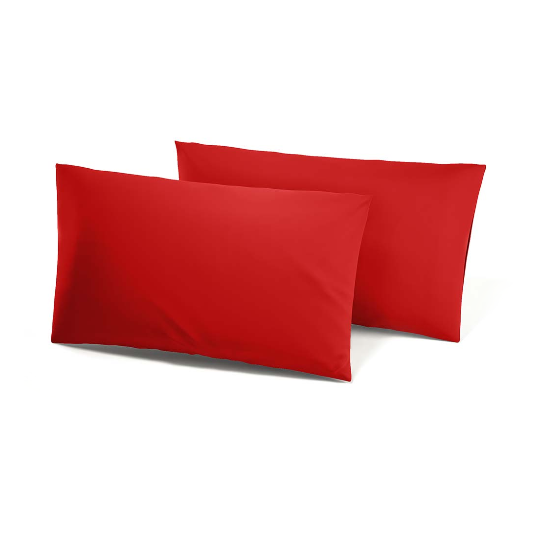 Ensemble de 2 Taies d'Oreiller en Coton Uni pour Lit Double 50x80cm