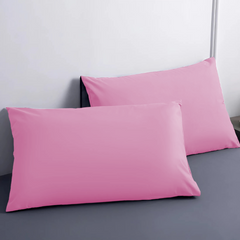 Ensemble de 2 Taies d'Oreiller en Coton Uni pour Lit Double 50x80cm
