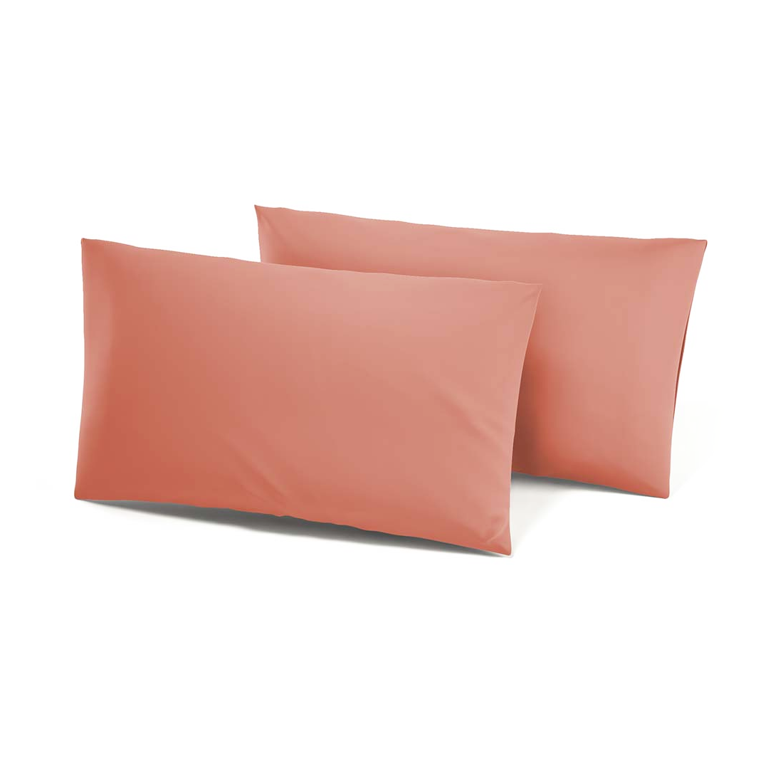 Ensemble de 2 Taies d'Oreiller en Coton Uni pour Lit Double 50x80cm