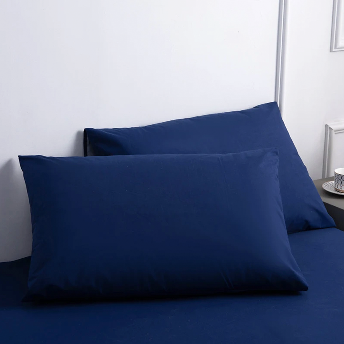 Ensemble de 2 Taies d'Oreiller en Coton Uni pour Lit Double 50x80cm