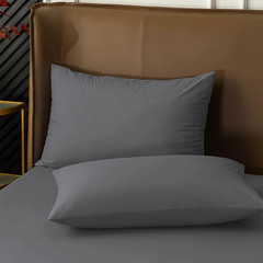 Ensemble de 2 Taies d'Oreiller en Coton Uni pour Lit Double 50x80cm