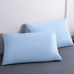 Ensemble de 2 Taies d'Oreiller en Coton Uni pour Lit Double 50x80cm