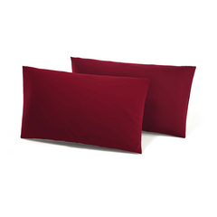 Ensemble de 2 Taies d'Oreiller en Coton Uni pour Lit Double 50x80cm
