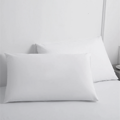 Ensemble de 2 Taies d'Oreiller en Coton Uni pour Lit Double 50x80cm