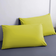 Ensemble de 2 Taies d'Oreiller en Coton Uni pour Lit Double 50x80cm