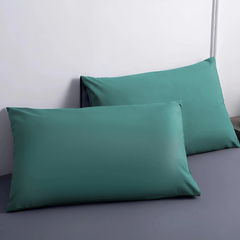 Ensemble de 2 Taies d'Oreiller en Coton Uni pour Lit Double 50x80cm