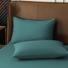 Ensemble de 2 Taies d'Oreiller en Coton Uni pour Lit Double 50x80cm