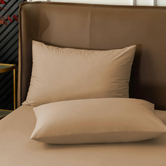 Ensemble de 2 Taies d'Oreiller en Coton Uni pour Lit Double 50x80cm