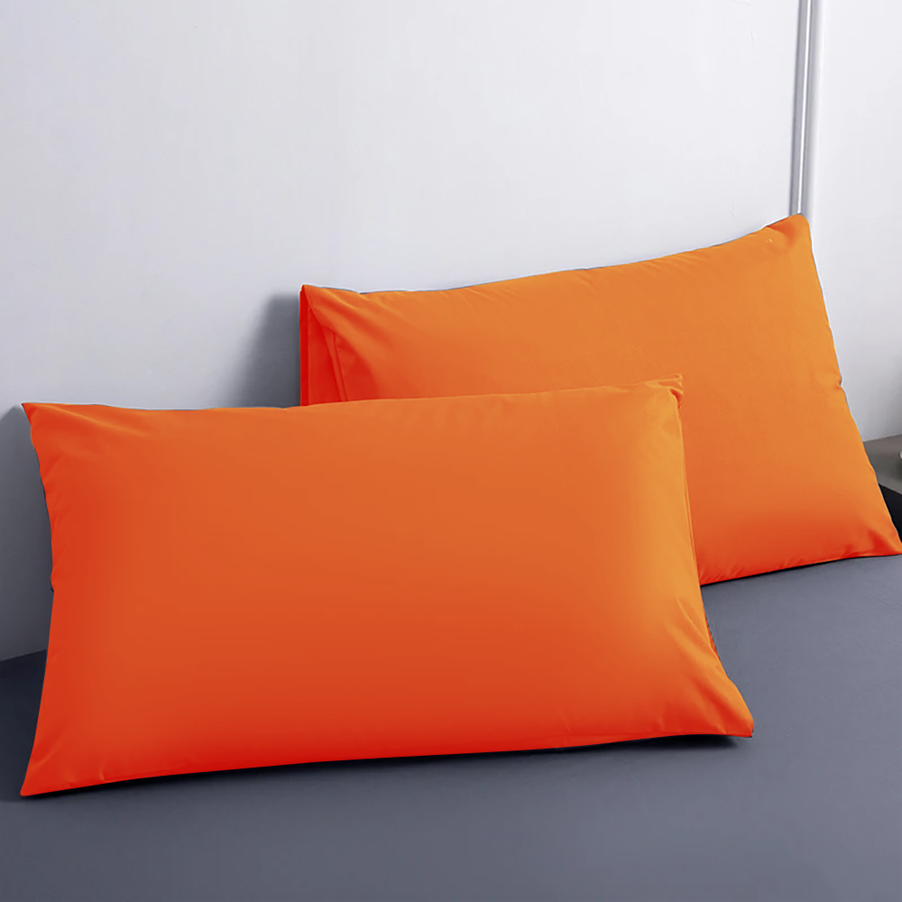 Ensemble de 2 Taies d'Oreiller en Coton Uni pour Lit Double 50x80cm