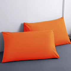 Ensemble de 2 Taies d'Oreiller en Coton Uni pour Lit Double 50x80cm