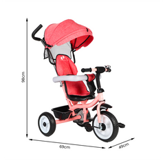 Tricycle FUNNY LT982 Poussette pour Enfants avec Pare-Soleil