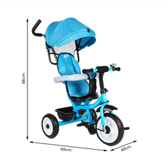 Tricycle FUNNY LT982 Poussette pour Enfants avec Pare-Soleil