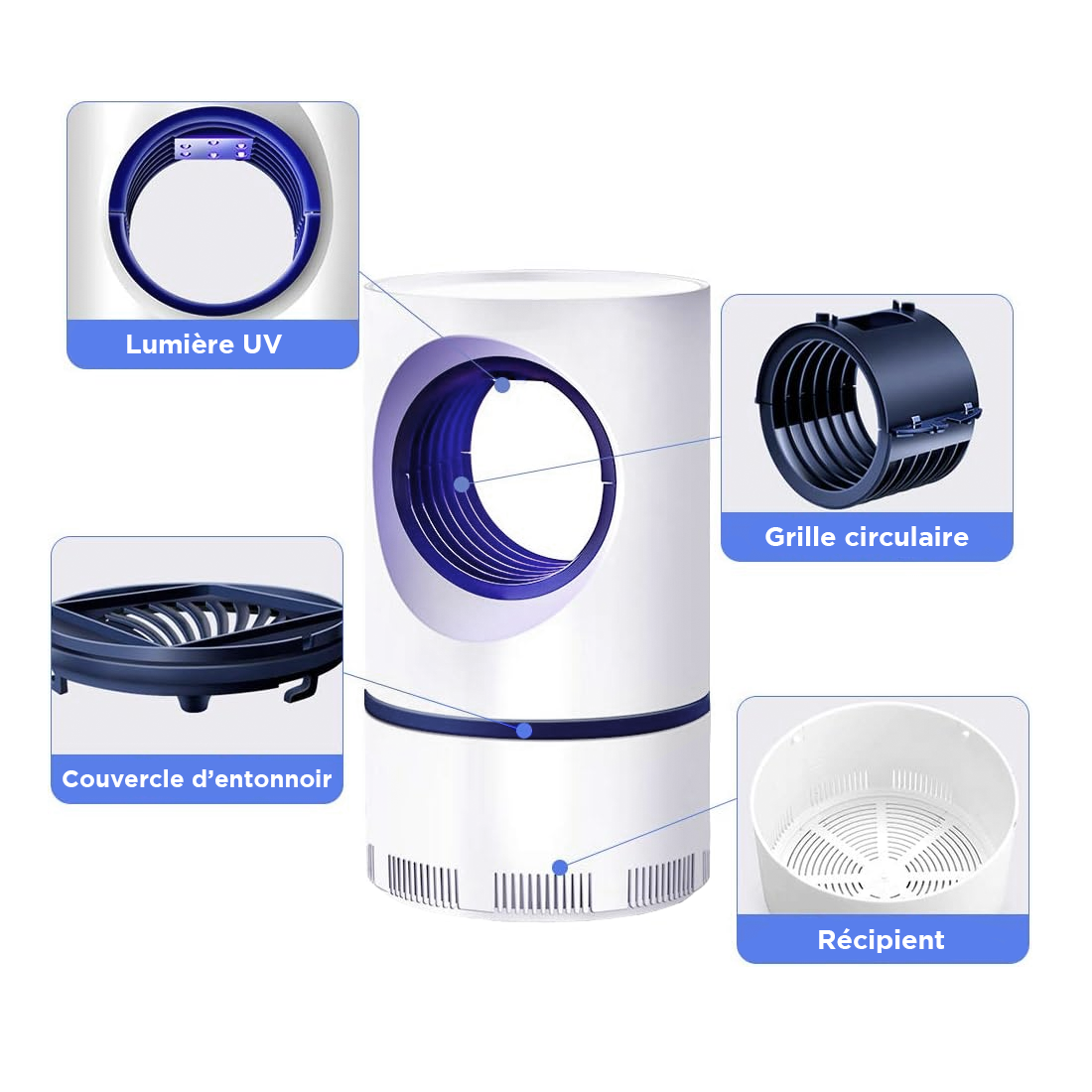 2pcs Lampe Anti-Moustiques Électrique Lumière UV Piège à Insectes Portable USB