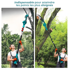Kit 3 en 1 Ciseaux Électriques 48V avec Tronçonneuse 6" et Panneau Télescopique