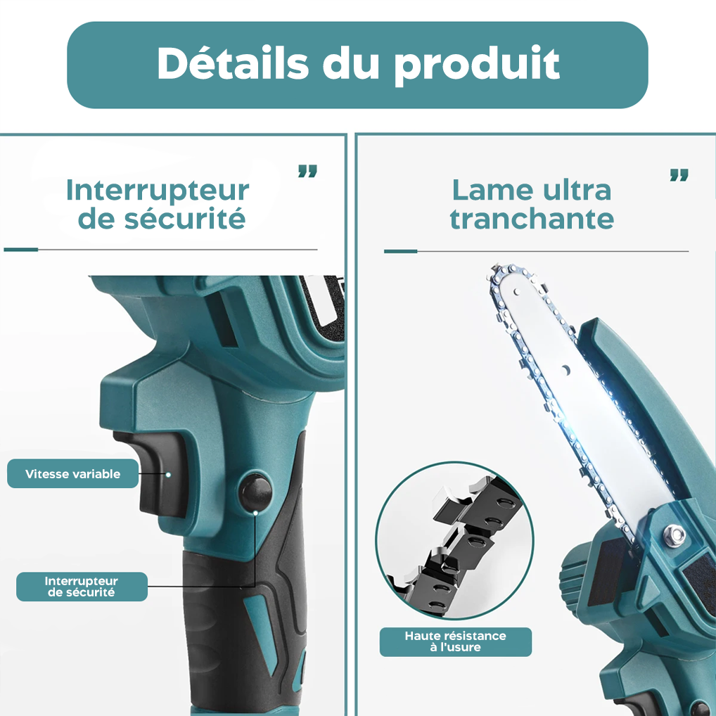Kit 3 en 1 Ciseaux Électriques 48V avec Tronçonneuse 6" et Panneau Télescopique
