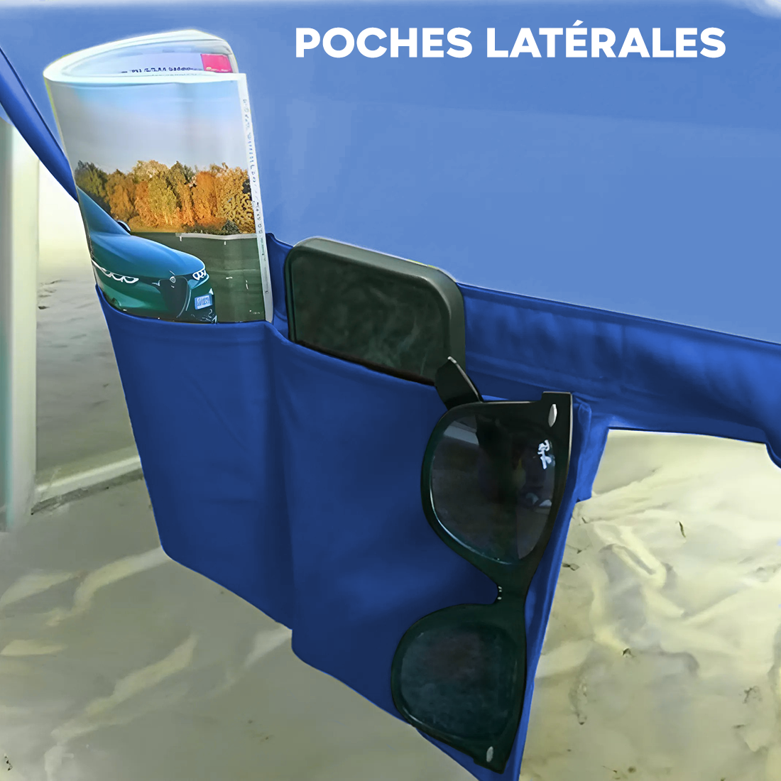 Serviette de Plage avec Poches et Coussin Gonflable en Microfibre
