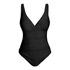 Maillot de Bain Entier Femme Uni Grande Taille Décolleté en V Contenatif