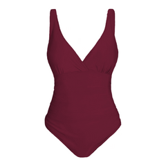 Maillot de Bain Entier Femme Uni Grande Taille Décolleté en V Contenatif