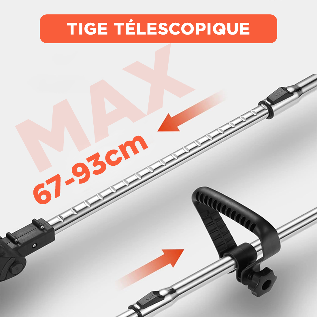 Débroussailleuse sans fil, 2 batteries 21V, roues et tige télescopique pliable