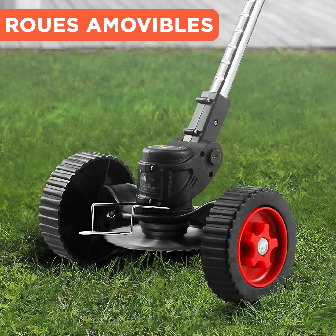 Débroussailleuse sans fil, 2 batteries 21V, roues et tige télescopique pliable