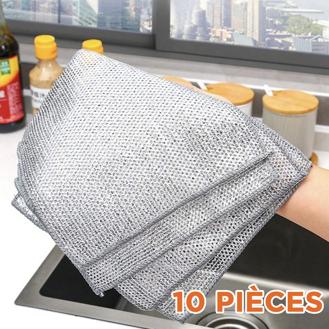 Chiffon en Fil Métallique, 10pcs Réutilisables pour Nettoyage et Vaisselle