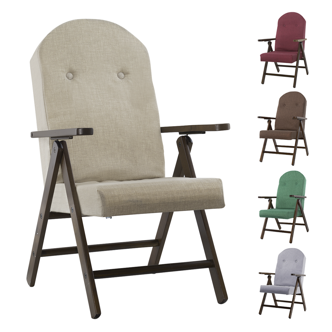 Fauteuil en Bois AMALFI Unicolore, Chaise Réglable MASLEGNO 108x65x60