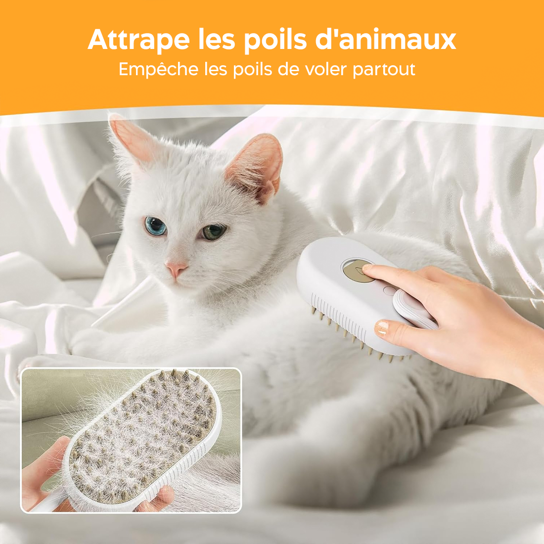 Brosse de Massage Électrique à Vapeur sans Fil Rechargeable pour Chiens et Chats
