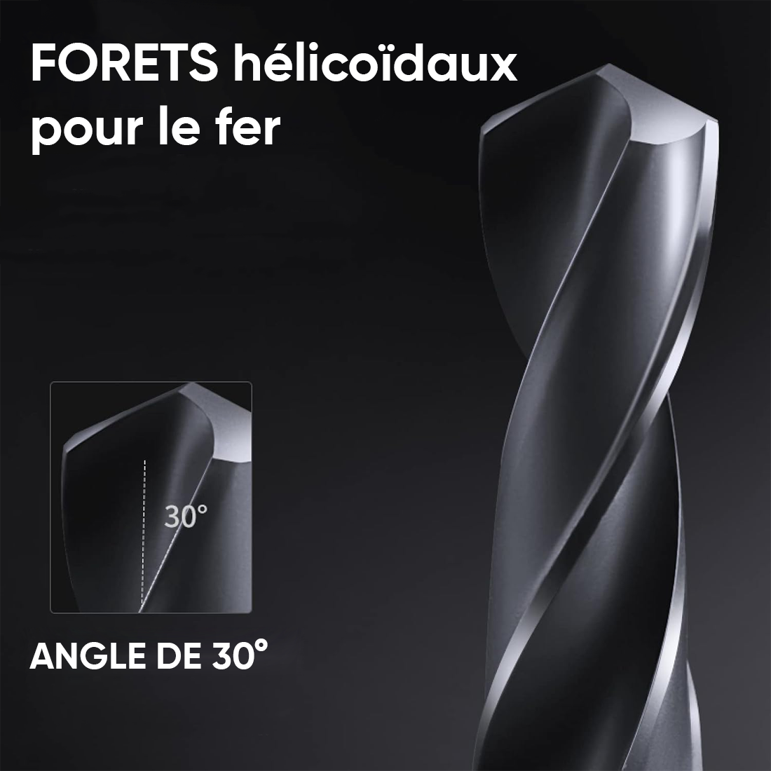 Set de 5 forets hélicoïdaux universels, diamètres 4, 5, 6, 8 et 10 mm