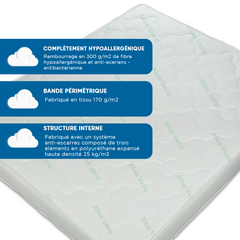 Matelas Double Dormi Bene respirant anti-allergique anti-acariens 160x190x20cm