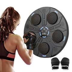 Machine à boxe musicale murale réglable avec lumières RGB et gants inclus