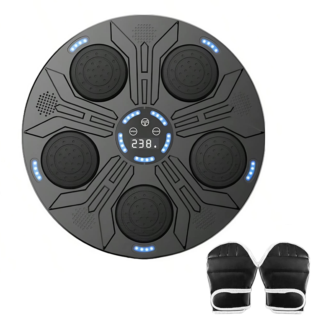 Machine à boxe musicale murale réglable avec lumières RGB et gants inclus