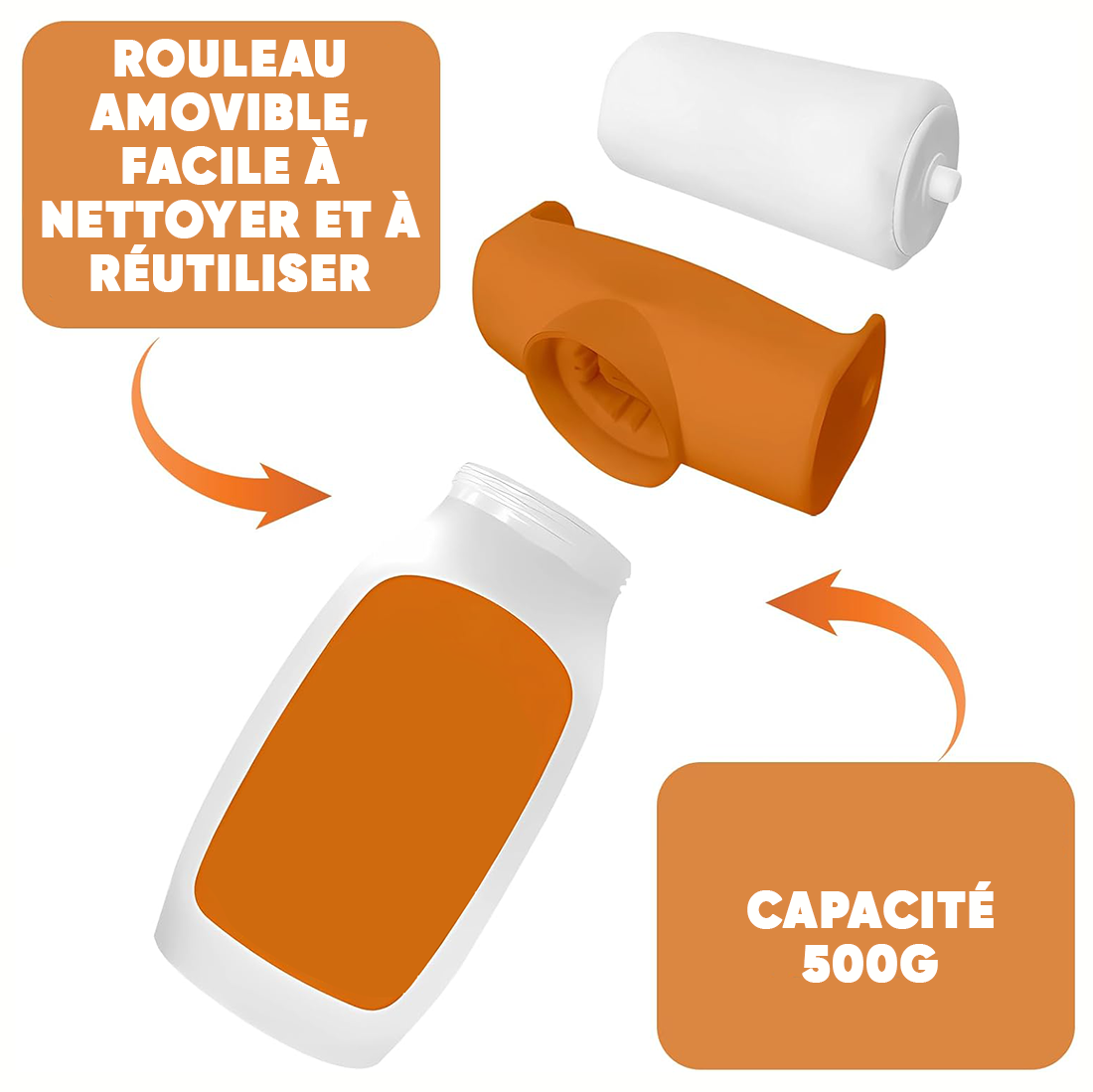 Rouleau Peinture Mur 500g Blanc 2 en 1 pour Retouche Peinture à l'Eau