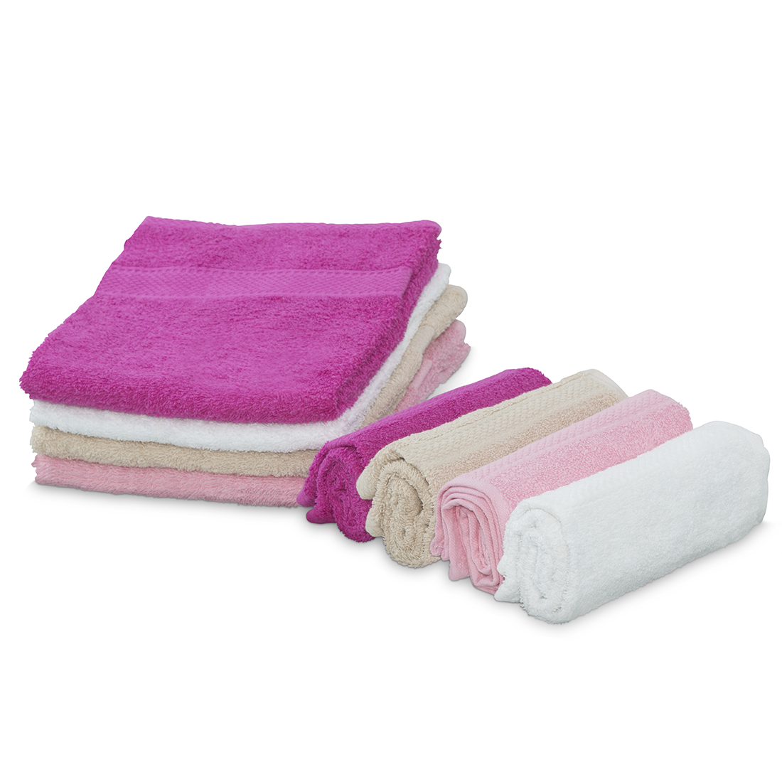 Ensemble de 8 serviettes : 4 pour le visage et 4 invités, en pur coton