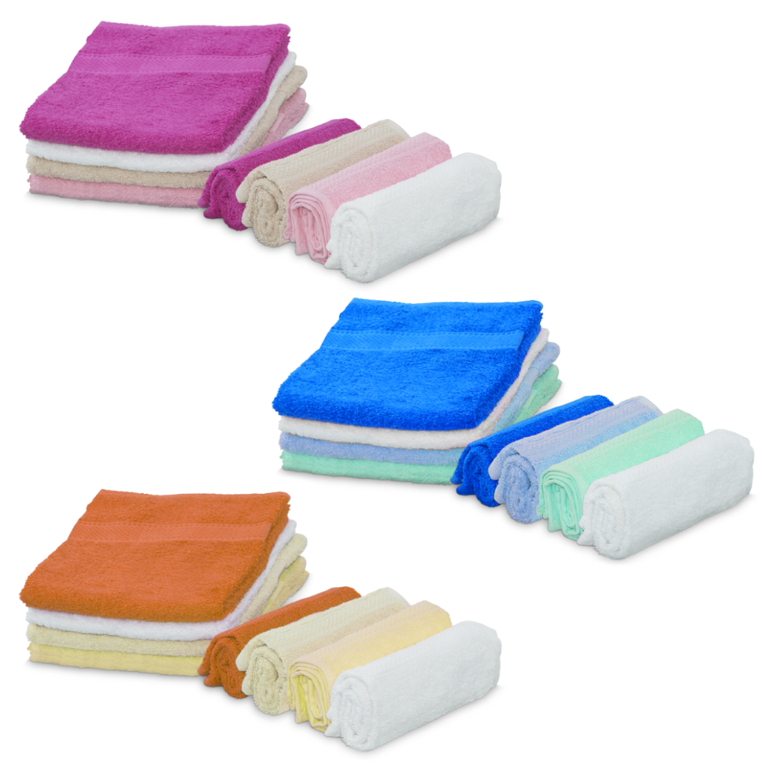 Ensemble de 8 serviettes : 4 pour le visage et 4 invités, en pur coton