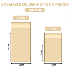 Ensemble de 8 serviettes : 4 pour le visage et 4 invités, en pur coton