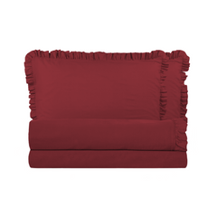 Ensemble lit double avec volant deux draps et deux taies d'oreiller avec volant