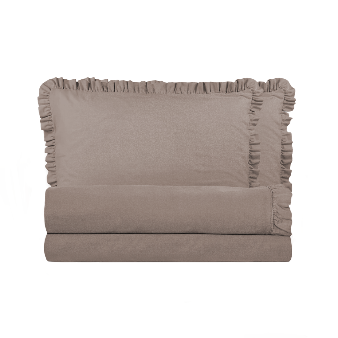 Ensemble lit double avec volant deux draps et deux taies d'oreiller avec volant