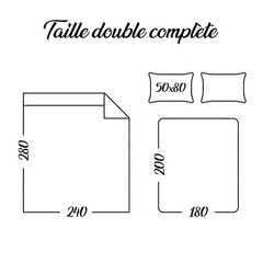 Ensemble lit double avec volant deux draps et deux taies d'oreiller avec volant