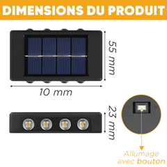 Applique Murale Solaire à 8 LED, Étanche, 2700K pour Extérieur