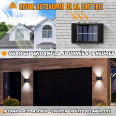 Applique Murale Solaire à 8 LED, Étanche, 2700K pour Extérieur