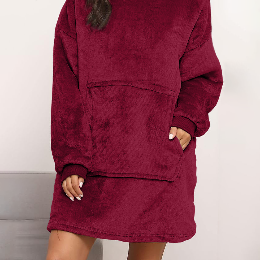 Sweat à capuche plaid oversize, manteau avec manches unisexe, taille unique
