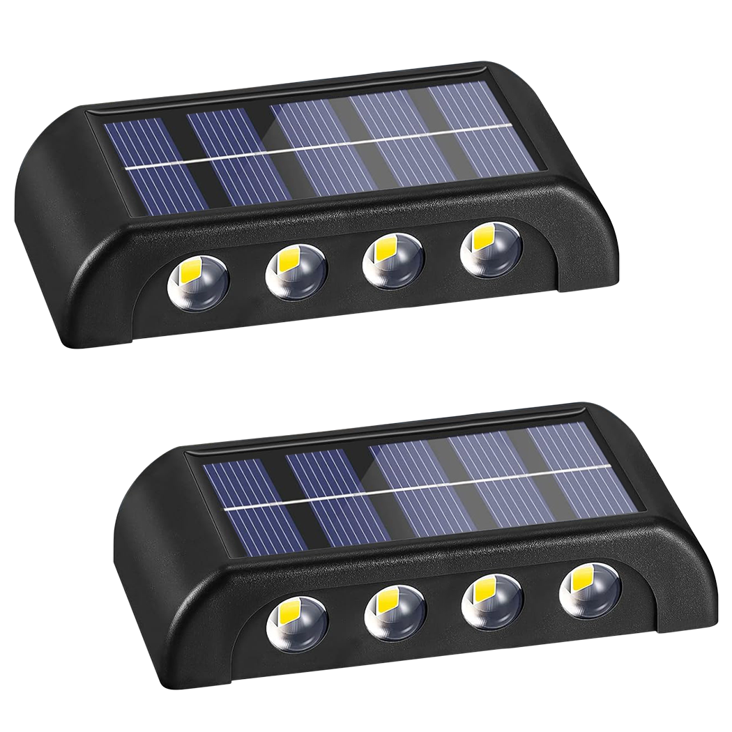 2 pièces Applique Murale à Énergie Solaire 8 LED Imperméable 2700K